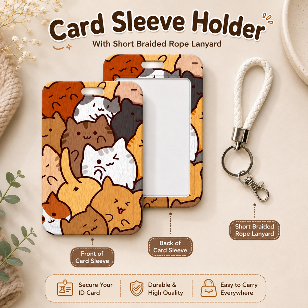 Cute Cartoon Card Sleeve Holder with Lanyard | Kawaii ID Badge Holder | EZ-Link & Name Card Case (Multiple Design)