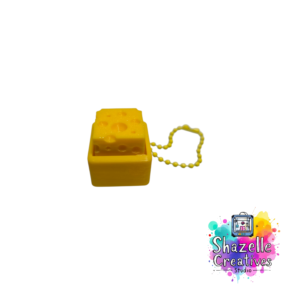 Block of Cheese Fidget Clicker Keychain