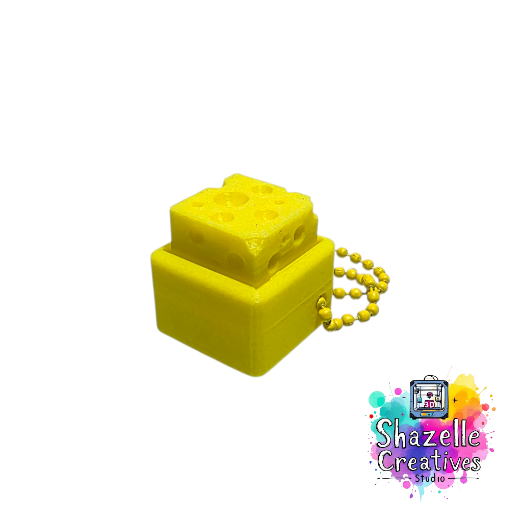 Block of Cheese Fidget Clicker Keychain