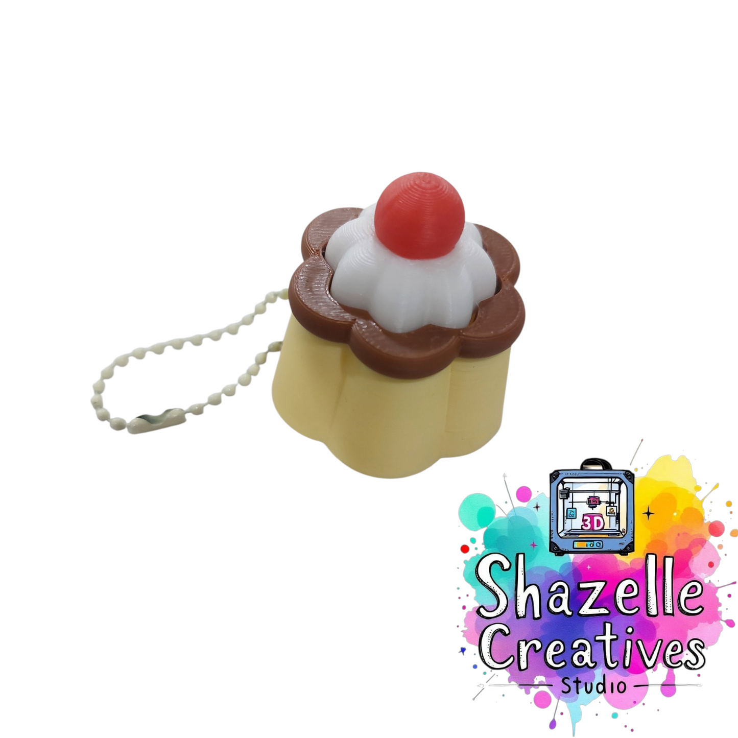 3D Printed Cherry-on-Pudding Fidget Clicker Keychain