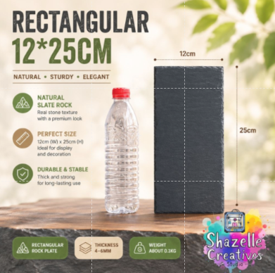 Rectangular Natural Slate Rock Display Plate – 12 x 25cm Stone Base