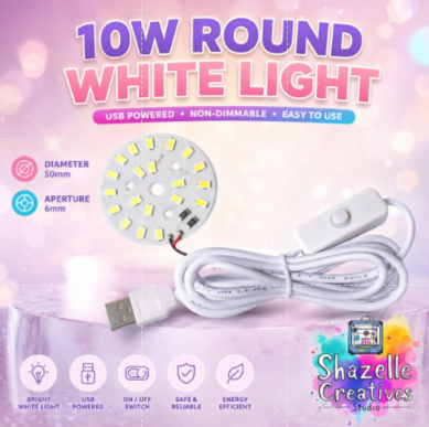 10W USB Round White LED Light Module with Switch – Bright DIY Display Light