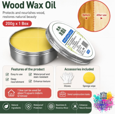 Natural Wood Wax Oil – 200g Furniture Restoration & Wood Protection Wax