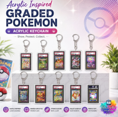 Acrylic Inspired Graded Card Keychain – 5.5 x 3.3 cm Collectible Display Charm