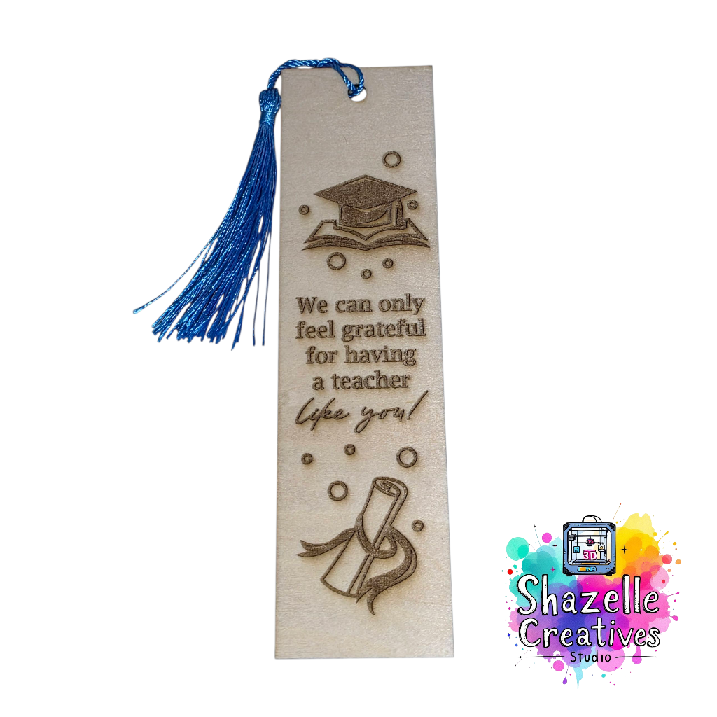 Laser Engrave Teachers' Day Appreciation Creative Wooden Bookmark with random Tassel