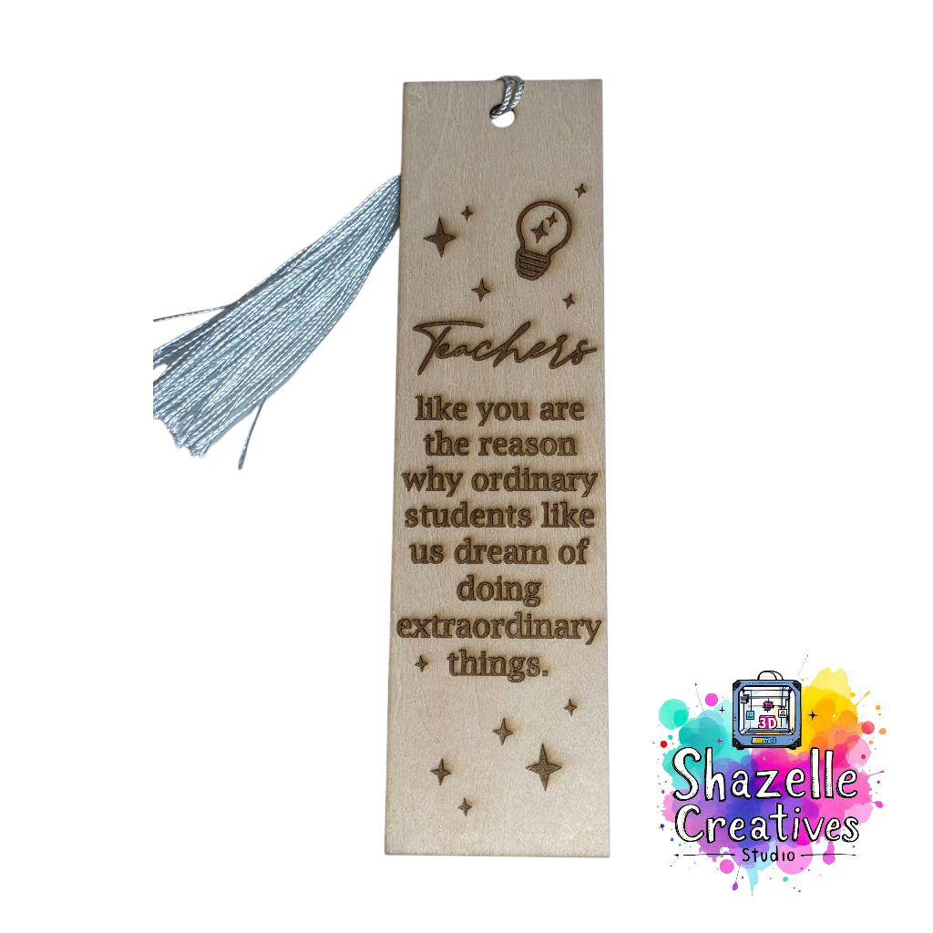 Laser Engrave Teachers' Day Appreciation Creative Wooden Bookmark with random Tassel