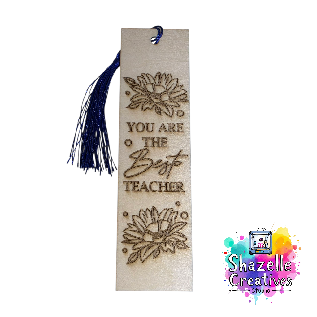 Laser Engrave Teachers' Day Appreciation Creative Wooden Bookmark with random Tassel