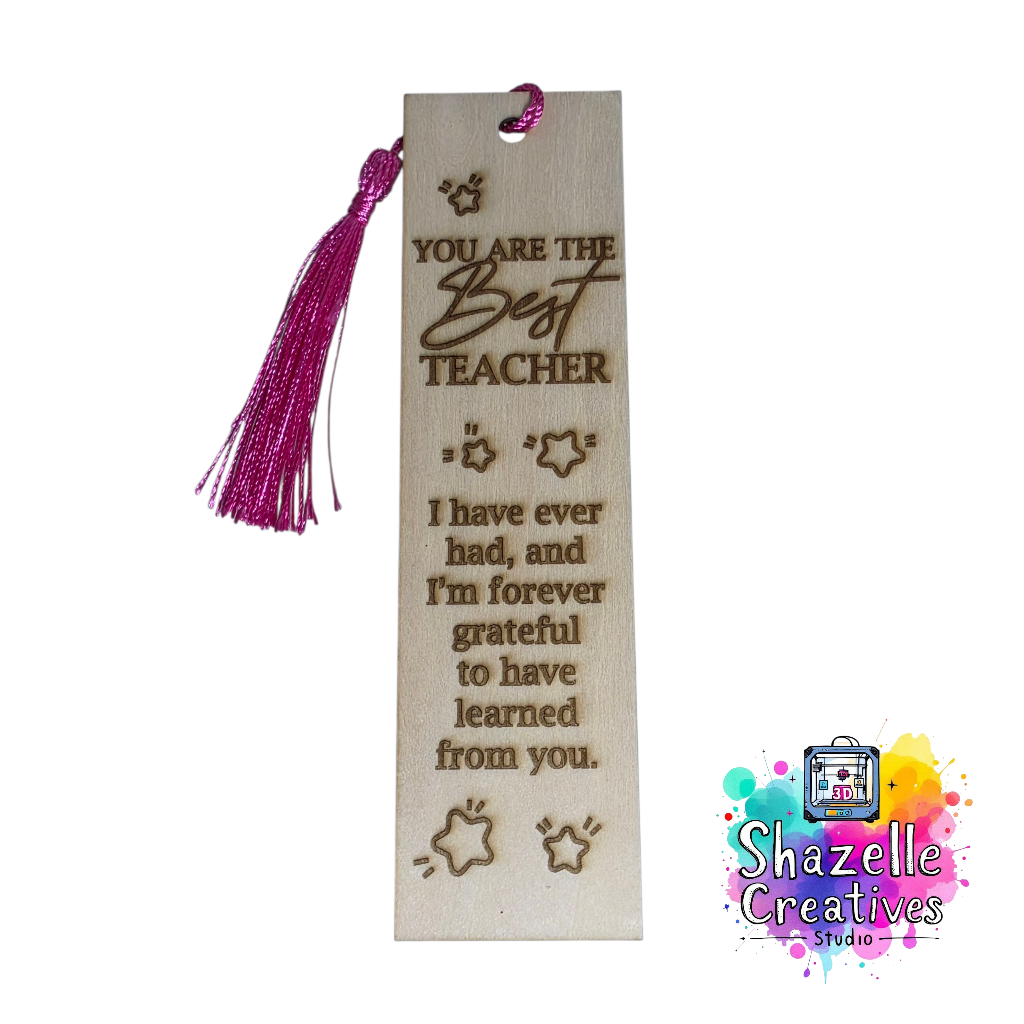 Laser Engrave Teachers' Day Appreciation Creative Wooden Bookmark with random Tassel