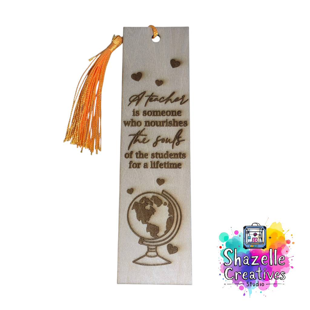 Laser Engrave Teachers' Day Appreciation Creative Wooden Bookmark with random Tassel