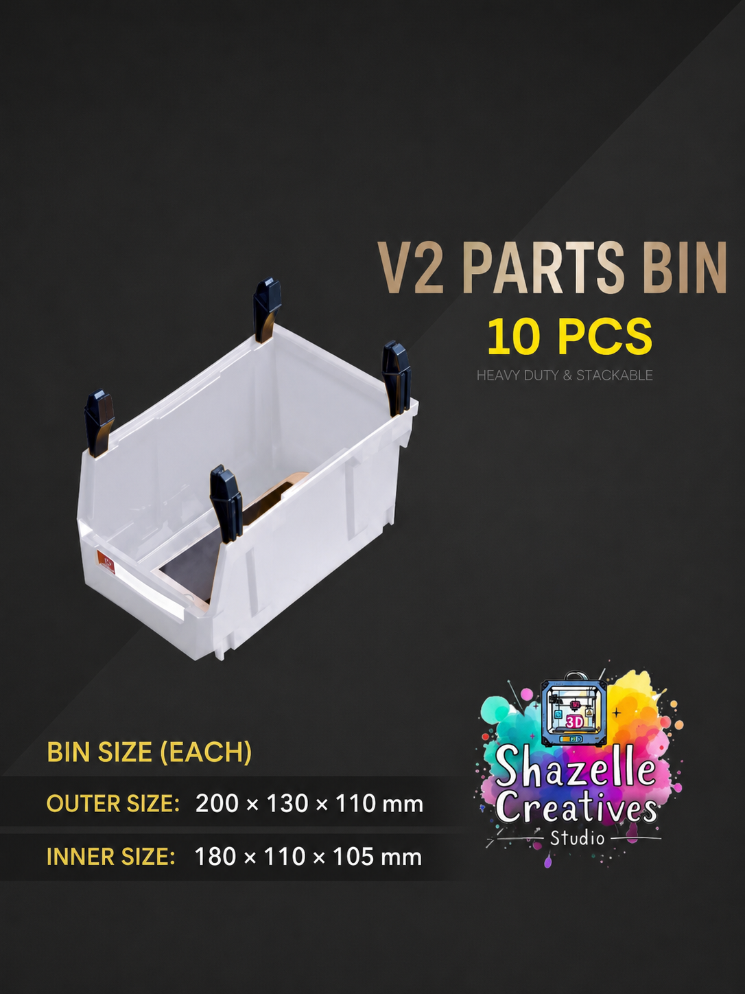 Stackable Parts Storage Bin Set – Heavy Duty Organizer Box (10 PCS)