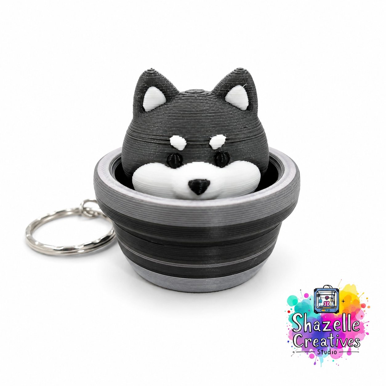 Adorable 3D Printed Animal-in-a-Pot Fidget Clicker Keychains