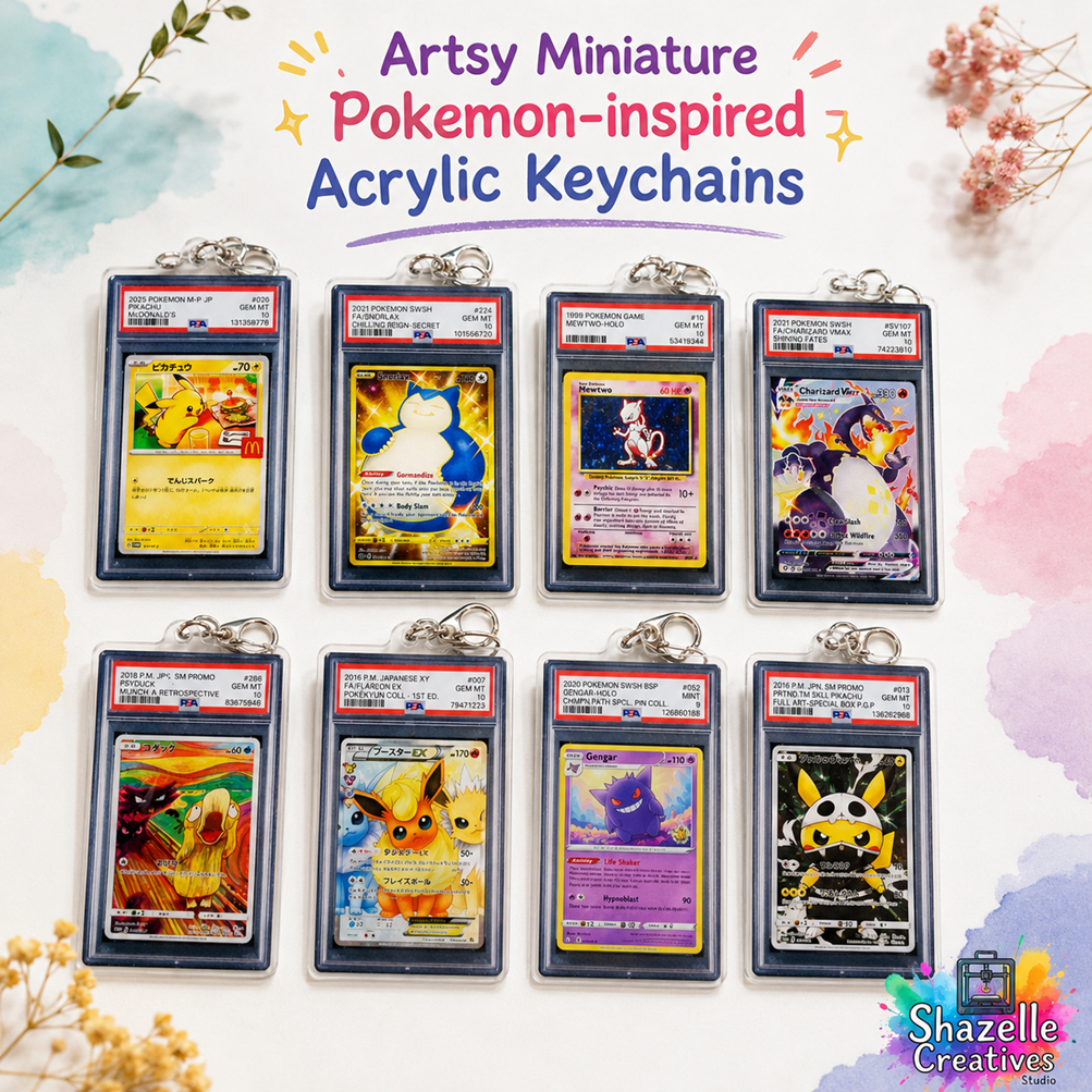 Artsy Miniature Pokémon-inspired Acrylic Keychains 🎮✨ Gotta Catch 'Em All!