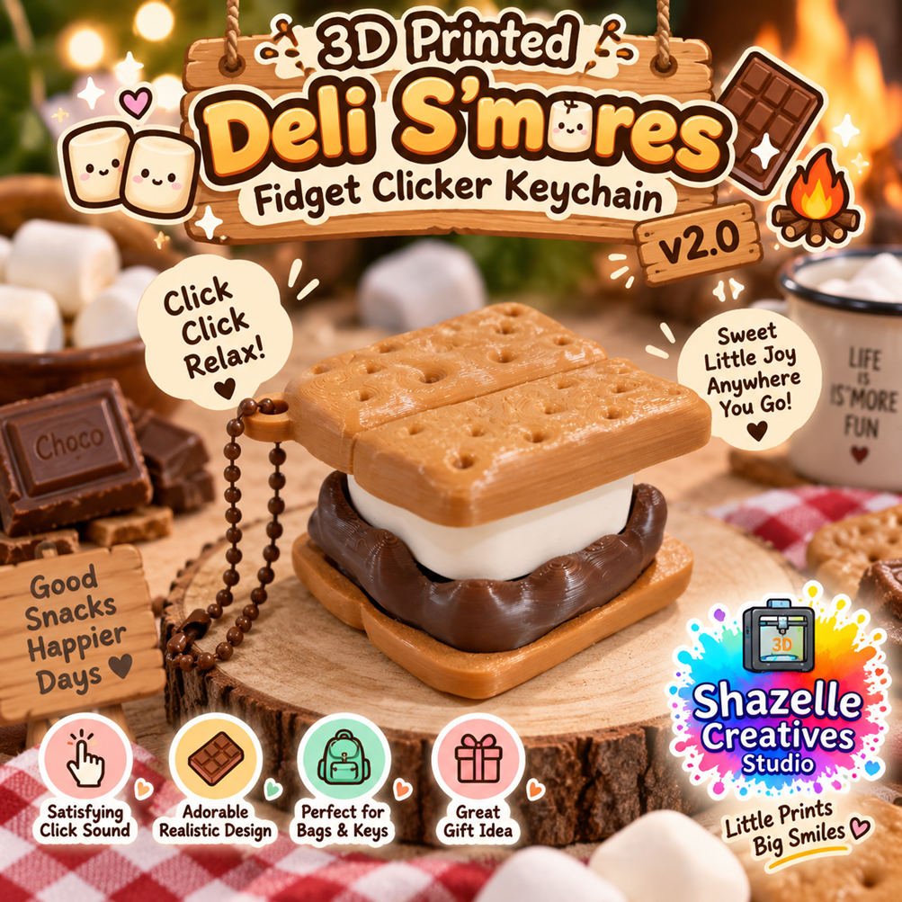 🍪 3D Printed Deli S’mores Fidget Clicker Keychain v2.0 ✨