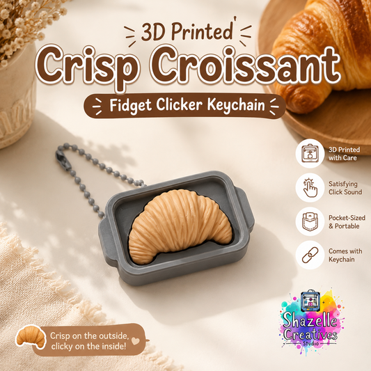 🥐 3D Printed Crisp Croissant Fidget Clicker Keychain