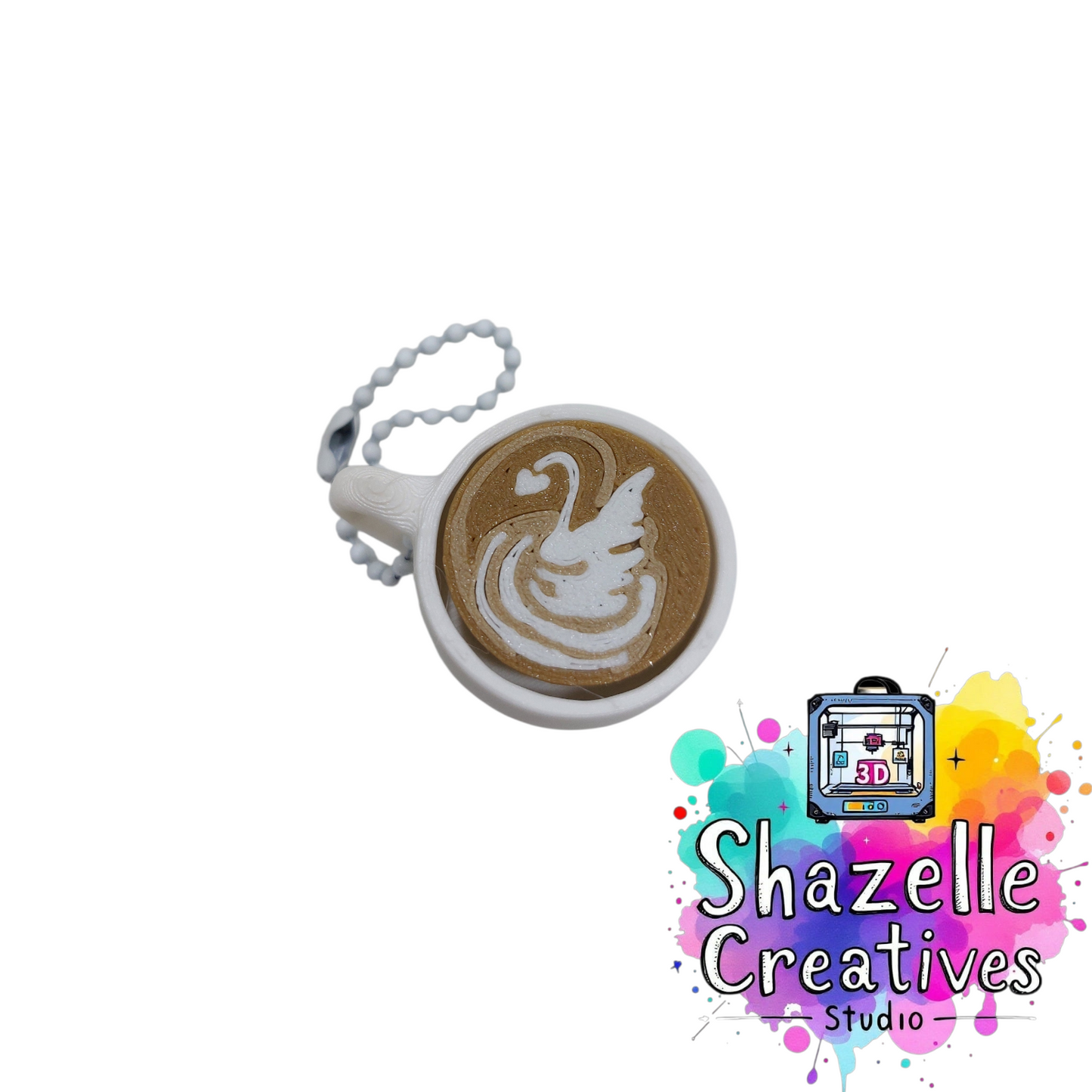 ☕ 3D Printed Latte Art Coffee Fidget Clicker Keychain