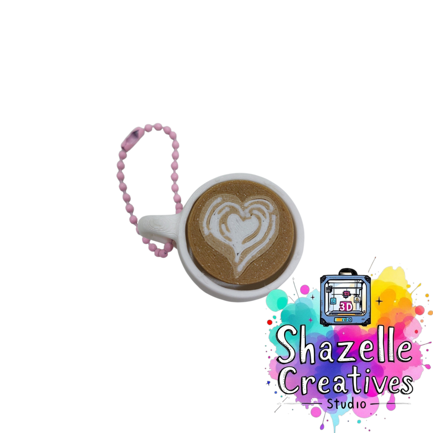 ☕ 3D Printed Latte Art Coffee Fidget Clicker Keychain