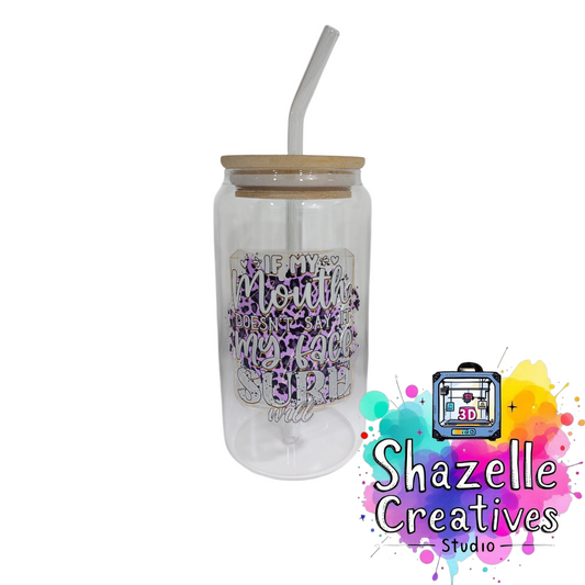 Assorted 480 ml Glass Cup with Straw