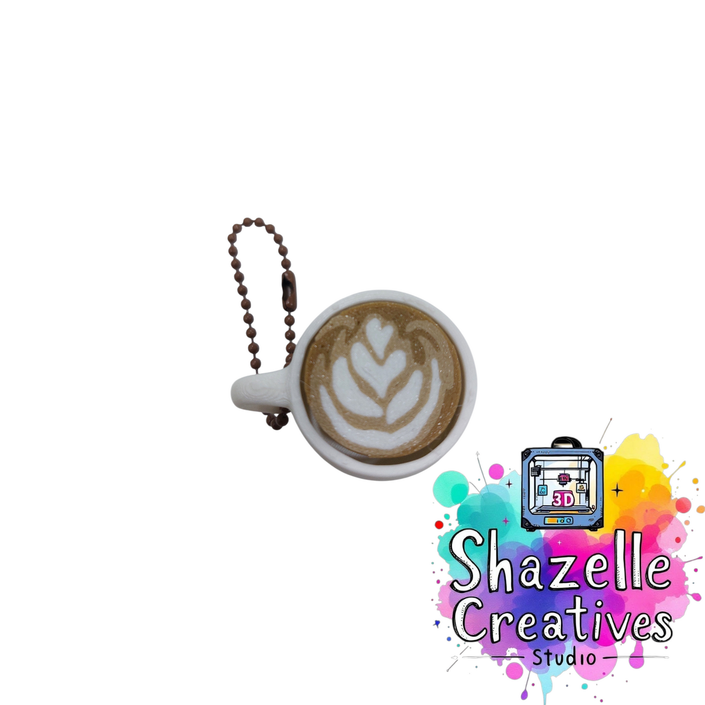 ☕ 3D Printed Latte Art Coffee Fidget Clicker Keychain