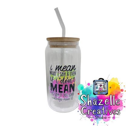 Assorted 480 ml Glass Cup with Straw