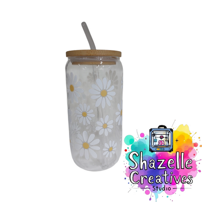 Assorted 480 ml Glass Cup with Straw