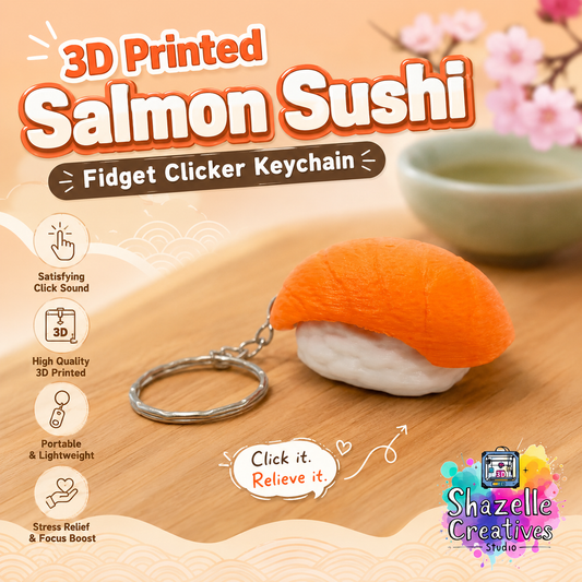 🍣 3D Printed Salmon Sushi Fidget Clicker Keychain 🍣