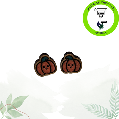 Spooktacular Handpainted Wooden Ear Studs - Halloween Edition