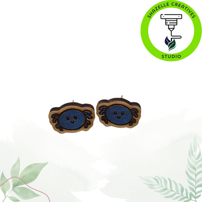 Spooktacular Handpainted Wooden Ear Studs - Halloween Edition