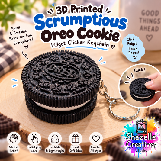 🍪 3D Printed Scrumptious Oreo Cookie Fidget Clicker Keychain 🤭