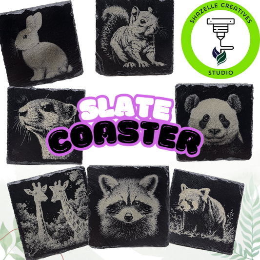 Nature's Touch: Stunning Animal-Themed Laser-Engraved Slate Coasters for Your Drinks