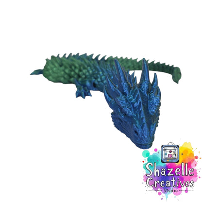 60 cm Dual Silk 3D Printed Dragon BlueGreen