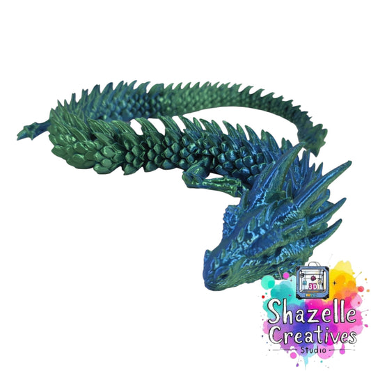 60 cm Dual Silk 3D Printed Dragon BlueGreen