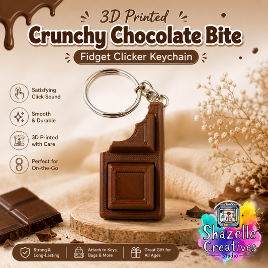 🍫 3D Printed Crunchy Chocolate Bite Fidget Clicker Keychain 😆