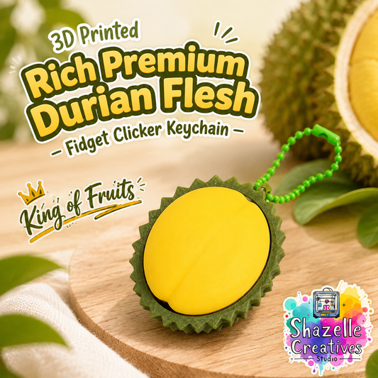 💛 3D Printed Rich Premium Durian Flesh Fidget Clicker Keychain 👑🌿