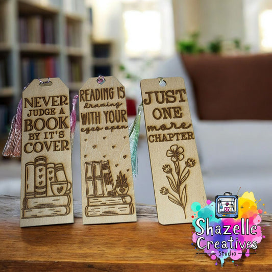 Laser Engrave Creative Large Wooden Bookmarks with Dual Color Tassel