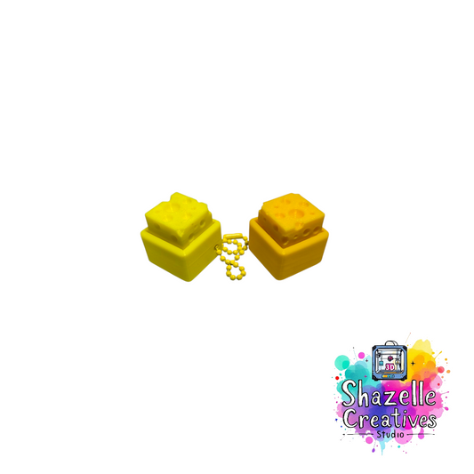 Block of Cheese Fidget Clicker Keychain