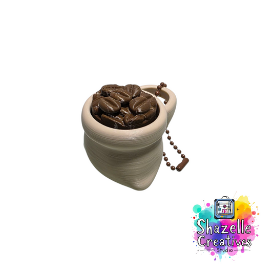 3D Printed Clicker Fidget Toy Coffee Bean in a Sack by Shazelle Creatives