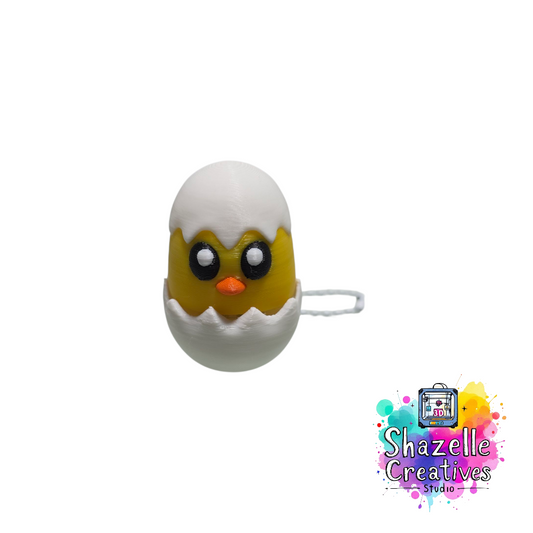 3D-Printed Newborn Chick in Egg Clicker Fidget Keychain