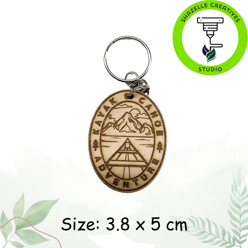 Wooden Laser-Engraved Camping Outdoor Keychain