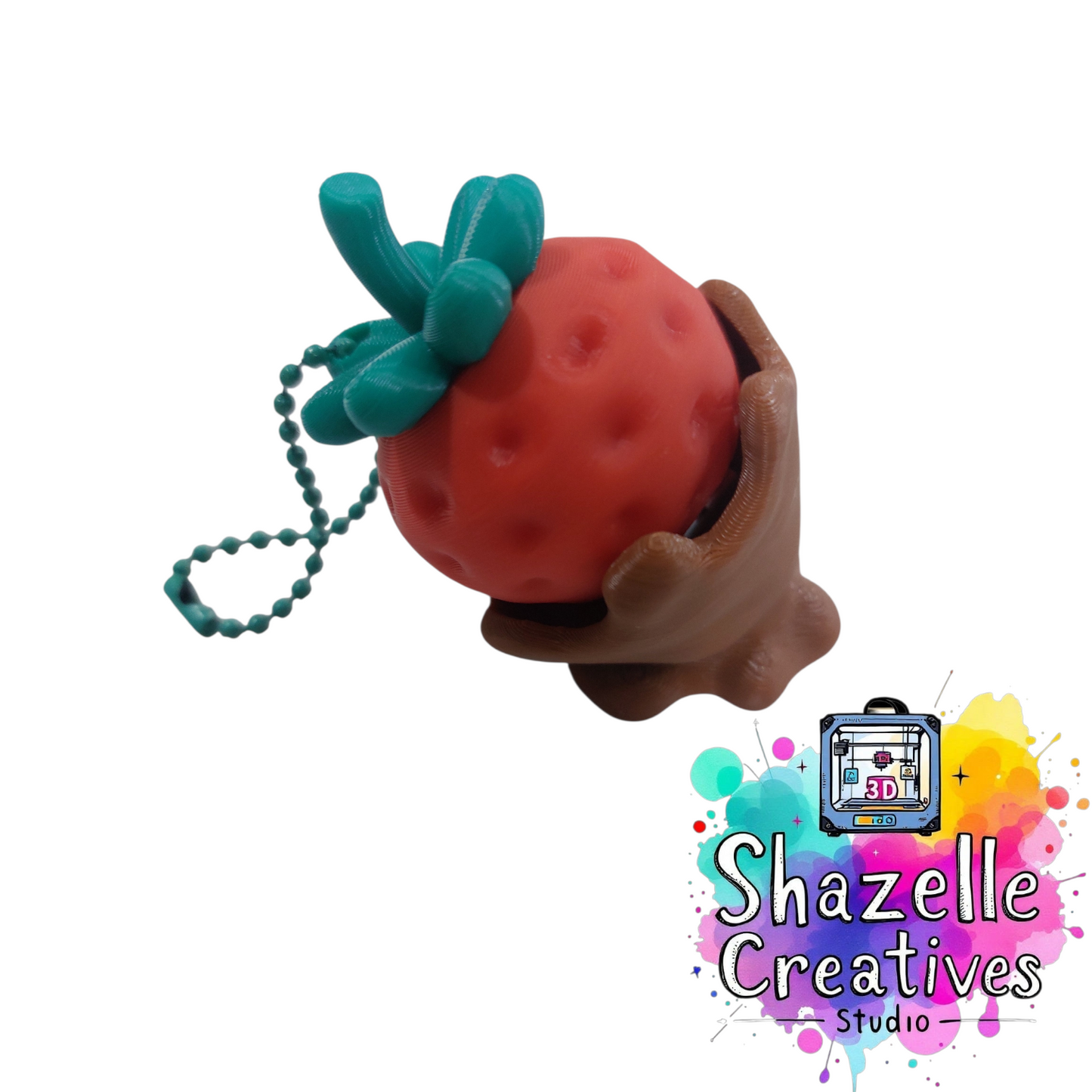 🍓🍫 3D Printed Strawberry Fudge Fidget Clicker Keychain