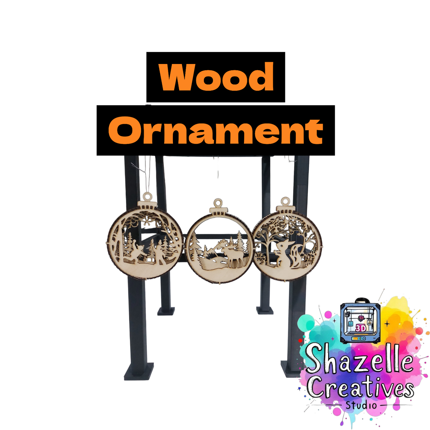 Assorted Wood Laser-Engraved Hanging Ornament