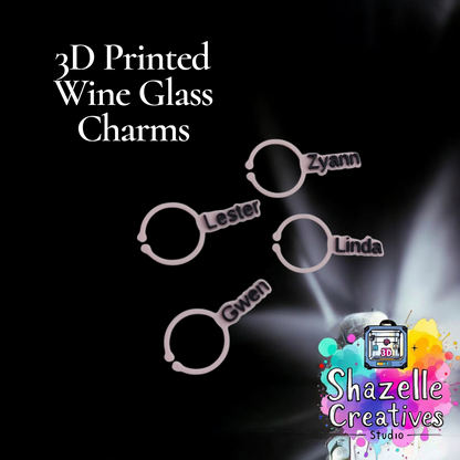 10pcs Customised 3D Printed Wine Glass Name Charms