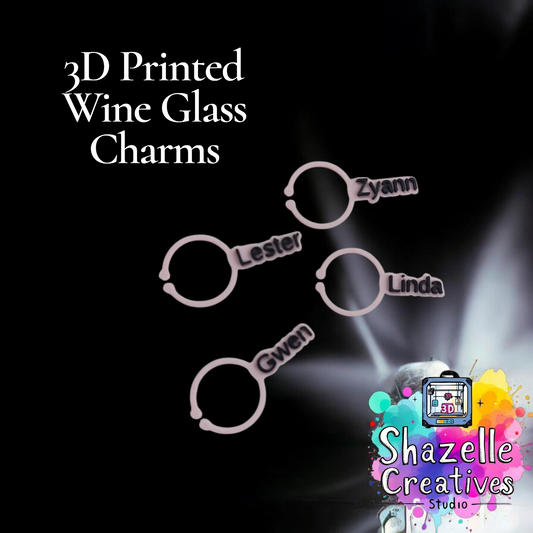 10pcs Customised 3D Printed Wine Glass Name Charms