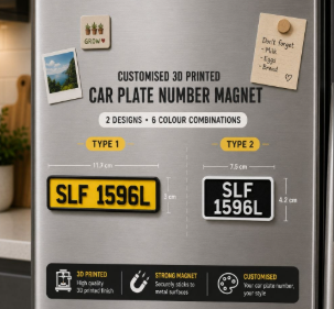 Customised 3D Printed Car Plate Number Magnet