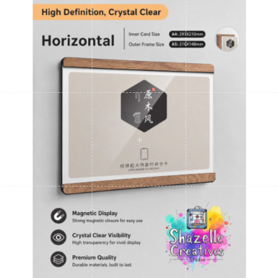 A4 Magnetic Wood Frame Display Board