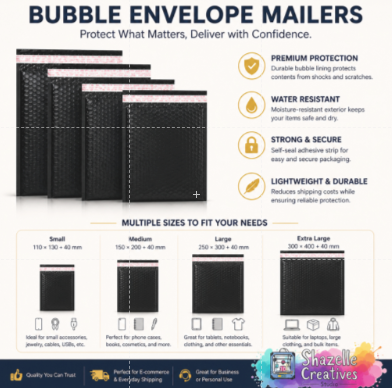 40pcs Premium Bubble Envelope Mailers – Protective Waterproof Shipping Bags in Multiple Sizes