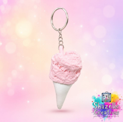 3D Printed Candy Floss Fidget Clicker Keychain – Cute Sensory Ice Cream Cone Toy