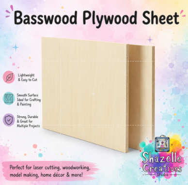 5pcs Premium Basswood Plywood Sheets 12 inch by 12 inch, 3mm thickness
