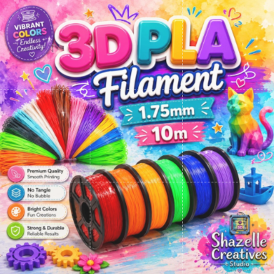 3-Sets 3D PLA Filament 1.75mm 10M | Vibrant Color Printing Material for 3D Pens & Printers