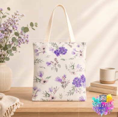 Lavender Bloom Floral Tote Bag | Elegant Watercolor Canvas Shopper | Cottagecore Aesthetic Reusable Bag