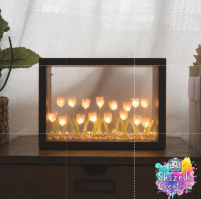DIY Tulip LED Night Light Display Box – Battery Operated Decorative Lamp with Warm Glow